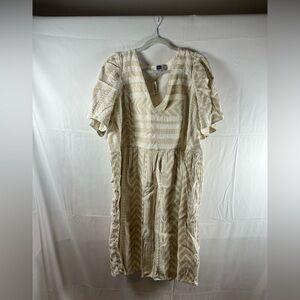 Beige Cream Print Dress XL